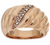 Milor Italy Stainless Steel Rose Goldtone Tapered Ring, Size 9
